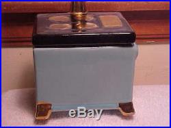 Vintage Rare Black Americana S&P salt pepper Shaker withGrease jar stove Turquoise