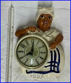 Vintage Red Wing Pottery Black Americana Wall Clock WORKS