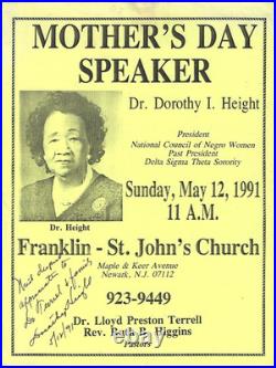 Vintage SIGNED Dr. Dorothy I. HeightAfrican American Church1991 Handbill Flyer Vintage SIGNED Dr. Dorothy I. HeightAfrican American Church1991 Handbill Flyer