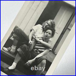 Vintage Snapshot Photograph Beautiful Young Affectionate Women Bobby Socks