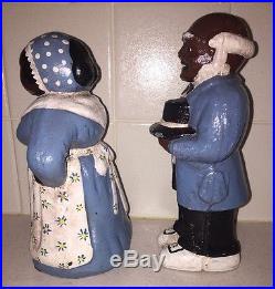 Vintage Solid Cast Iron Aunt Jemima And Uncle Moses Door Stops 8 Rare