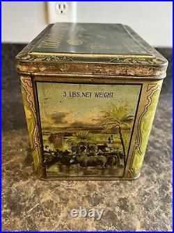 Vintage Thomas J Lipton Coffee Tea Cocoa Black Americana Tin 3 Lbs Has Damage