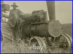 Vintage Townsend Oil Tractor Black White Photograph Farming Steam Engine