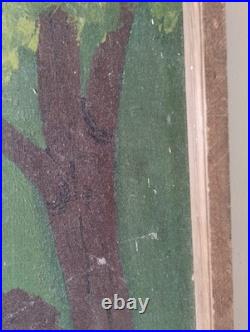 Vintage Vietnam Black Americana Folk Art Oil on Canvas Painting Signed