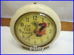 Vintage Walt Disney Prod De Tar Baby Lux Alarm Clock Black Americana Face