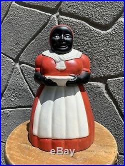 Vintage collectible Black Americana Figure with Red Dress Cookie Jar