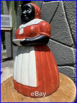 Vintage collectible Black Americana Figure with Red Dress Cookie Jar