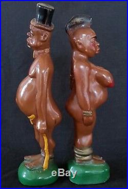 Vintage satirical Black Americana pair of chalkware statues 1930', 12 inches