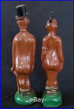 Vintage satirical Black Americana pair of chalkware statues 1930', 12 inches