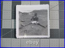 Vtg 1950s snapshot photo Surfing in Hawaii Kaleiwa Coconut G3