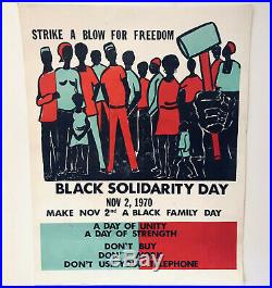 Vtg 1970 Black Solidarity Day Strike A Blow For Freedom Activist Poster