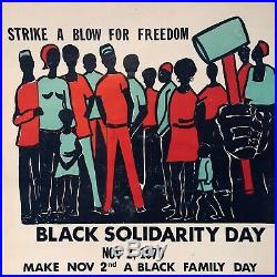 Vtg 1970 Black Solidarity Day Strike A Blow For Freedom Activist Poster