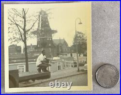 Vtg 70s Amsterdam Netherlands Windmill House Boat Black Americana Tourist Photo