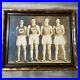 Vtg Antique Sports Mens Track Team Male Art Framed Sepia Black & White Large XL