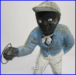 Vtg Black Americana Lawn Jockey Jocko Yard Statue Light Hitching Post Concrete