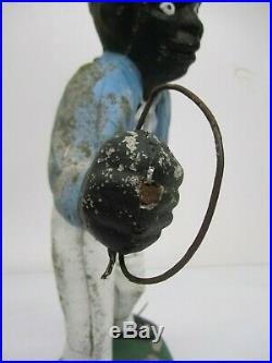 Vtg Black Americana Lawn Jockey Jocko Yard Statue Light Hitching Post Concrete