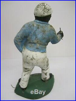 Vtg Black Americana Lawn Jockey Jocko Yard Statue Light Hitching Post Concrete