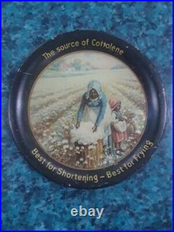 Vtg Cottolene Lard Advertising Tip Tray Black Americana Picking Cotton