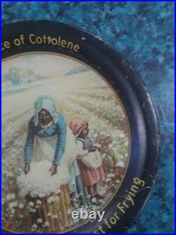 Vtg Cottolene Lard Advertising Tip Tray Black Americana Picking Cotton