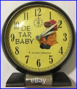 Vtg De Tar Baby Black Americana Advertising Clock Walt Disney Productions