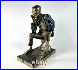 Vtg VIRGINIA BLEND Promotional Black Americana Figure, Bronze Style Finish Com