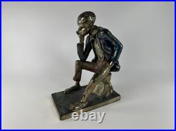Vtg VIRGINIA BLEND Promotional Black Americana Figure, Bronze Style Finish Com