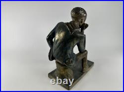 Vtg VIRGINIA BLEND Promotional Black Americana Figure, Bronze Style Finish Com