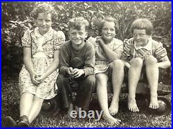 WA Photograph Cute Group 4 Kids Children Boy Girls Rascals 1940's In A Wagon