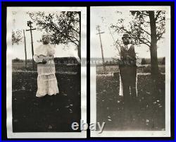 Weird Antique Snapshot Photos Woman in Creepy 2-FACED Halloween Costume UNUSUAL