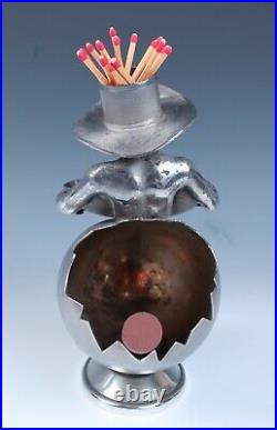 Wilcox Silver Plate Black Man Egg Cigar Match Holder Striker Antique Americana