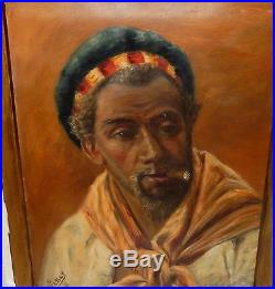 Willis African American Man With Cigar Old Original Oil On Board Painting