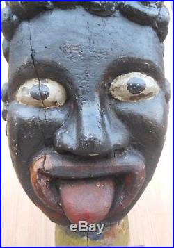 Wonderful Black Americana Folk Art Head, Larger Than Life Size Carnival Figure