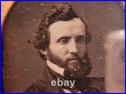 Wonderful sixth plate man with great hair half case original seals Holmes New York