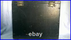 Wood TOLE PAINTED BOX black wooden document chest VINTAGE storage unknown origin