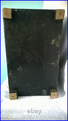 Wood TOLE PAINTED BOX black wooden document chest VINTAGE storage unknown origin