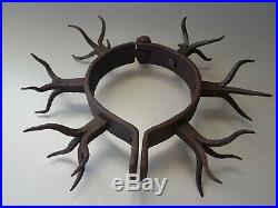 Wow! Old Collar Shackles Forged Iron Huge Lot Of Spikes For Man's Neck Torture