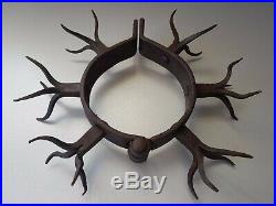 Wow! Old Collar Shackles Forged Iron Huge Lot Of Spikes For Man's Neck Torture