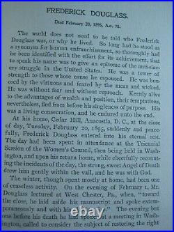 X RARE In Memoriam FREDERICK DOUGLASS SLAVE ANTIQUE BOOK BLACK AMERICANA