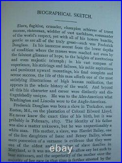 X RARE In Memoriam FREDERICK DOUGLASS SLAVE ANTIQUE BOOK BLACK AMERICANA