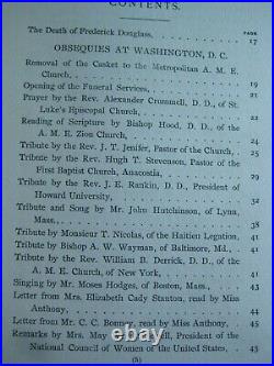 X RARE In Memoriam FREDERICK DOUGLASS SLAVE ANTIQUE BOOK BLACK AMERICANA