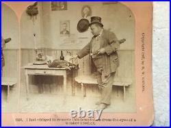 X RARE1897 AFRICAN AMERICAN MAN JOKE Comedy STEREO CARD by BW Kilburn