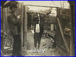 X RARE1903 AFRICAN AMERICAN Boy with chickens in hat STEREO CARD by H W White