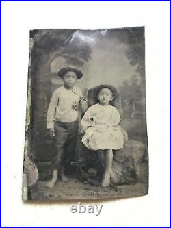 XXX RARE EARLY 1800's Tintype AFRICAN AMERICAN KIDS Beautiful PHOTO Pittsburgh