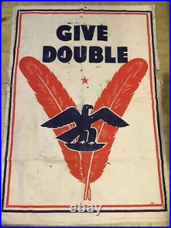 XXX Rare Ww2 Banner/ Flag Doulbe V Victory Against Racism In The USA And Nazi