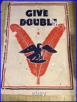 XXX Rare Ww2 Banner/ Flag Doulbe V Victory Against Racism In The USA And Nazi