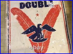 XXX Rare Ww2 Banner/ Flag Doulbe V Victory Against Racism In The USA And Nazi