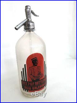 Zetz 7Up Seltzer Bottle New Orleans Hotel Bellboy Waiter Black Memorabilia 151B